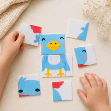 Printed soft craft felt puzzle kit to cut out - Bird