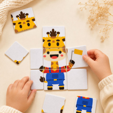 Kit puzzle in pannolenci stampato da ritagliare -  Giraffa