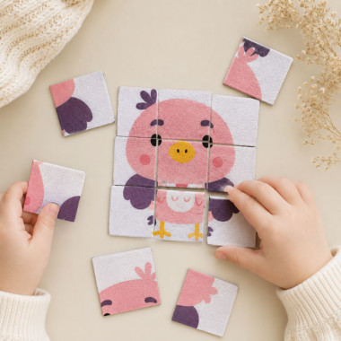 Printed soft craft felt puzzle kit to cut out - Uccellino2