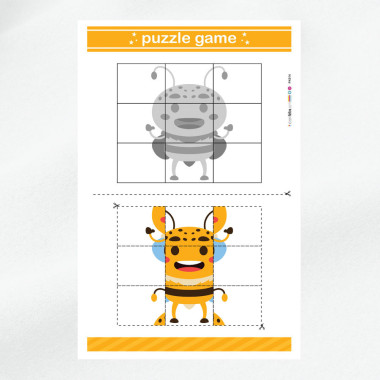Geprint dun vilt puzzelset om uit te knippen - Ape 2