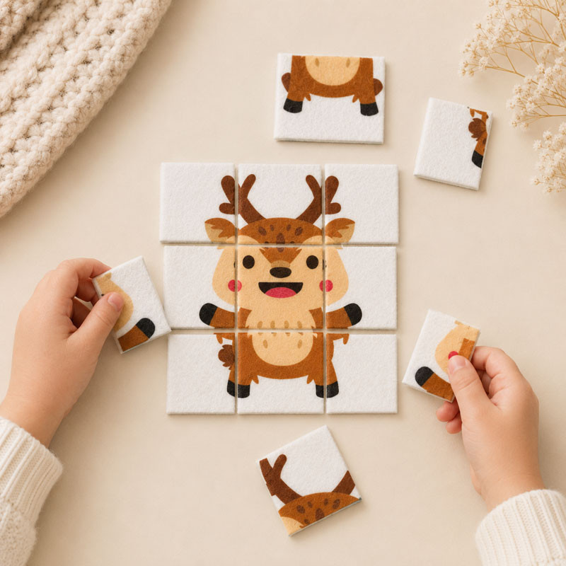 Kit de puzzle à découper feutrine imprimé - Renne