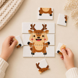 Geprint dun vilt uitknippuzzelset - Reindeer