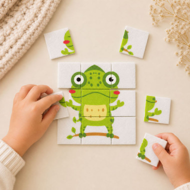 Kit fetru moale puzzle printat pentru decupat - Camaleon