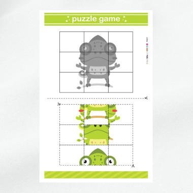 Kit fetru moale puzzle printat pentru decupat - Camaleon 2