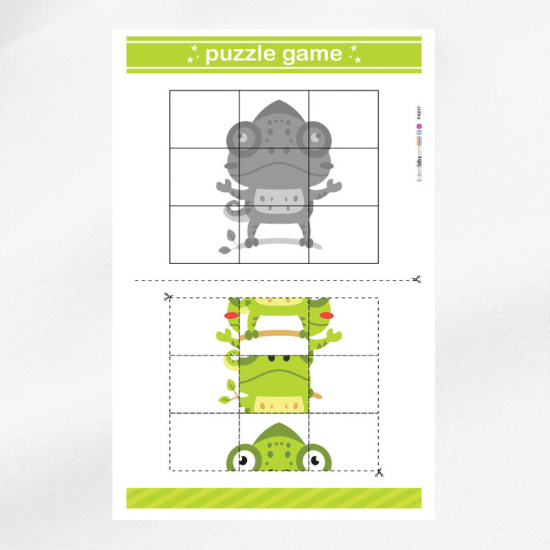 Kit puzzle in pannolenci stampato da ritagliare -  Camaleonte|IDEEINFELTRO.COM