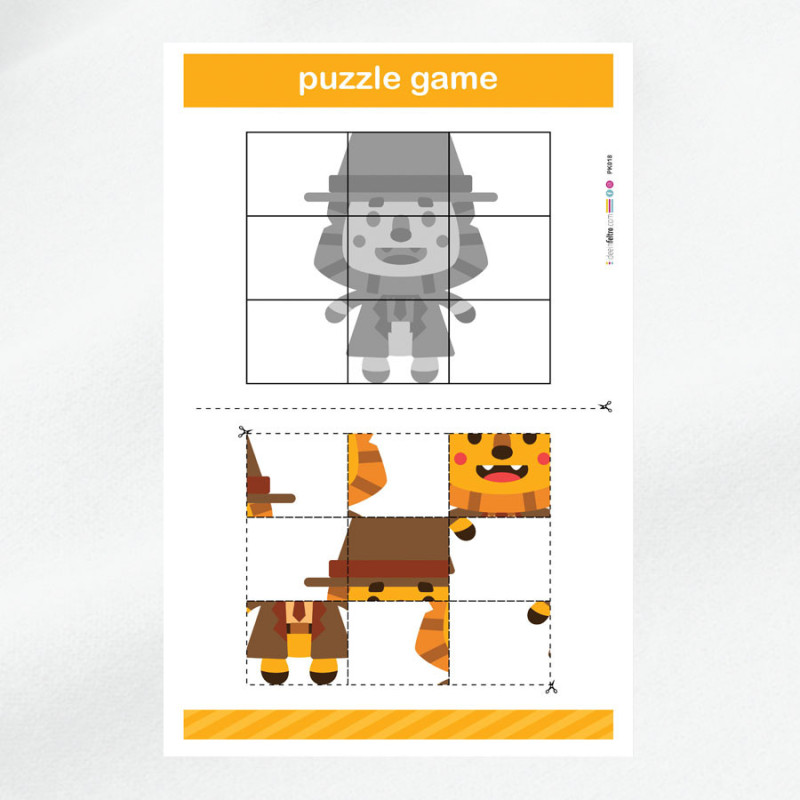 Kit puzzle in pannolenci stampato da ritagliare -  Tigre|IDEEINFELTRO.COM