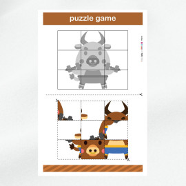 Kit puzzle in pannolenci stampato da ritagliare -  Toro|IDEEINFELTRO.COM