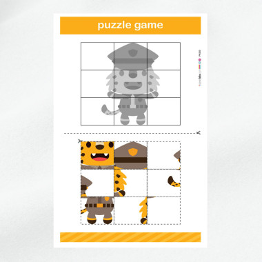 Printed soft craft felt Puzzle Kit to Cut Out - Leopard 2