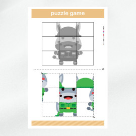 Kit puzzle in pannolenci stampato da ritagliare -  Asino|IDEEINFELTRO.COM