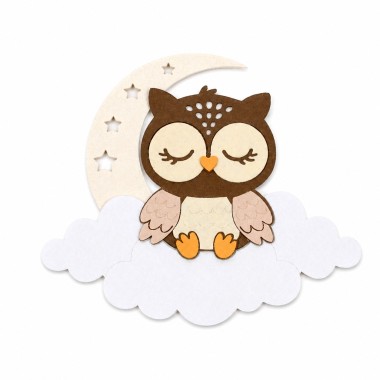 Moon Owl - doe-het-zelf kit in vilt en dun vilt om in elkaar te zetten