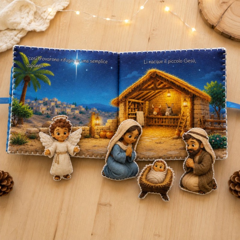 Tactile book in soft craft felt to be assembled - The nativity scene