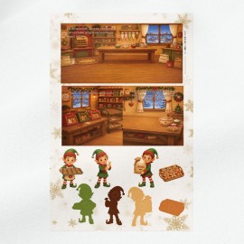 Tactiel boek in dun vilt om samen te stellen - Mother Christmas' Sweets Workshop