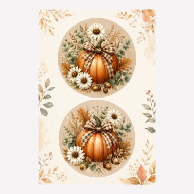 Herfstpaneel in dun vilt 2 afbeeldingen van 32 cm - pompoen en madeliefje - mod. 39 2