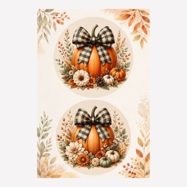 Viñeta de otoño en fieltro fino 2 imágenes de 32 cm - calabaza y lazo - mod. 40 2