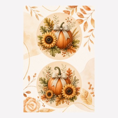 Pannello autunno in pannolenci 2 immagini da 32 cm - zuccha e girasole - mod. 41 2