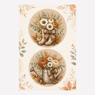 Herfstpaneel in dun vilt 2 afbeeldingen van 32 cm - bloemen - mod. 45 2