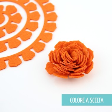 ROLLED FLOWER "MODEL 10" IN SOFT FELT COLOR OF YOUR CHOICE