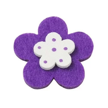 10 FLOWERS IN FELT COLORED WITH WOOD AND DOUBLE-SIDED - PURPLE