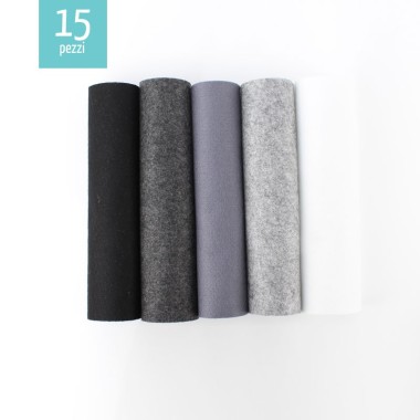 Savings kit 15 sheets soft felt 20X30 cm - Black/White