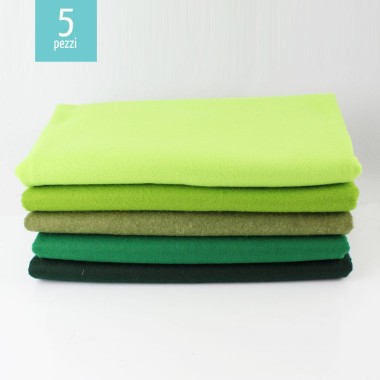Savings kit 5 soft felt 50X180 cm - dark green/acid green