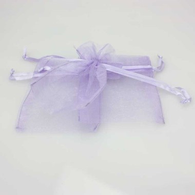 12 BAGS IN LILAC ORGANZA WITH STRAP 7.5x10 cm