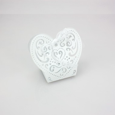 5 CARVED HEART CONFECTION BOXES - WHITE