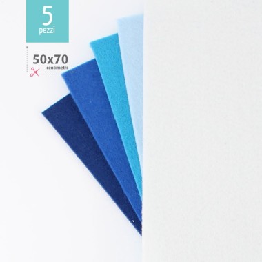 SAVINGS KIT 5 SHEETS FELT 50X70 CM - BLUE/WHITE