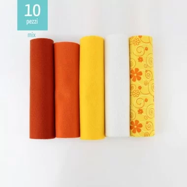 Kit Savings 10 Felt 20X30 Cm Mix - Curly Flowers Yellow