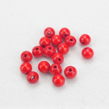 RED WOODEN BEADS 8 mm
