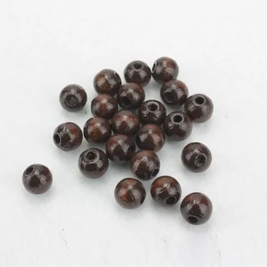 CUENTAS DE MADERA MARRÓN OSCURO 8 mm