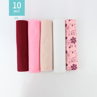 Sparset 10 Filzstoff 20X30 cm Mix - Curly Flowers Pink