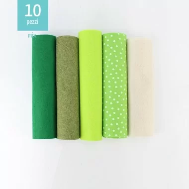 Savings Kit 10 soft felt 20X30 cm Mix - Green/Cream