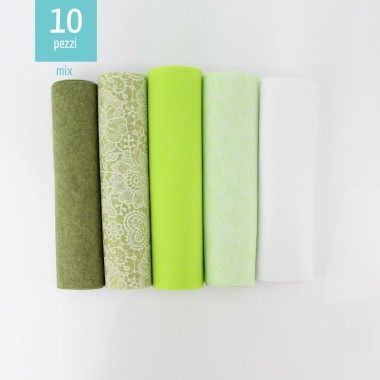 Savings Kit 10 soft felt 20X30 cm Mix - Green Lace
