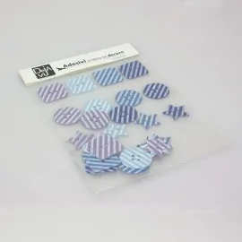 24 BOUTONS ADHÉSIFS EN TISSU feutrine COLORÉ - RAYURES