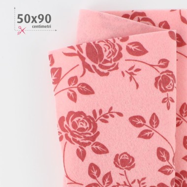 SOFT FELT ROSE PRINT 50X90 CM - PINK
