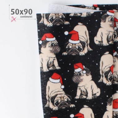 CHRISTMAS PRINTEDSOFT FELT 50X90 CM DOGS - BLACK