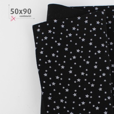 SOFT FELT PRINTED 50X90 CM STARS - BLACK