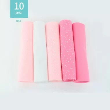 Savings Kit 10 soft felt 20X30 cm Mix - Pink Stars