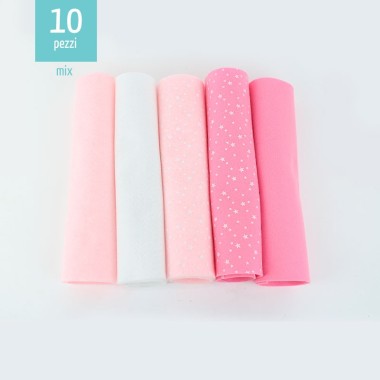 Sparset 10 Filzstoff 20X30 cm Mix - Pink Stars
