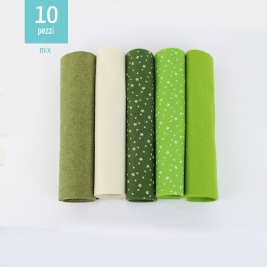 Sparset 10 Filzstoff 20X30 cm Mix - Green Stars