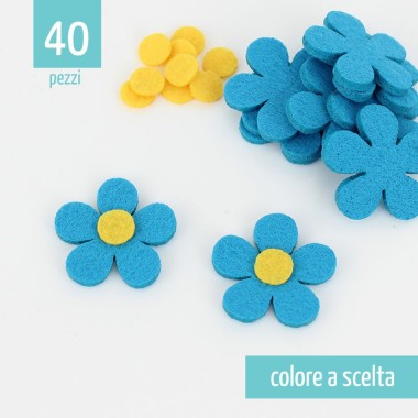 KIT SAVINGS 40 FLOWERS 5 ROUND PETALS IN FELT AND PANNOLENCI