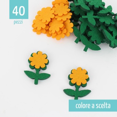 Savings kit 40 flowers with stem In felt and soft felt