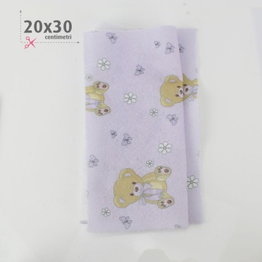 Soft Felt Printed 20X30 cm Teddy Bears - Lilac
