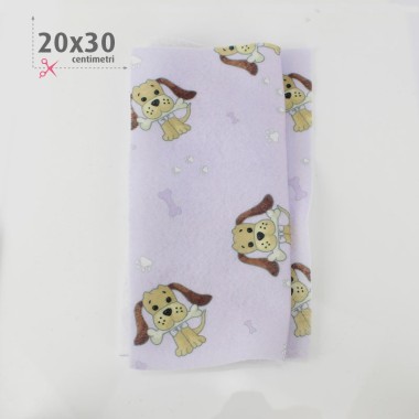 Soft Felt Printed 20X30 cm Dogs - Lilac