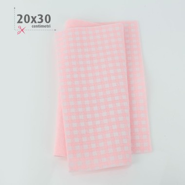 Soft Felt Printed 20X30 cm Checkered - Baby Pink