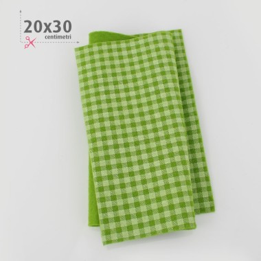 Soft Felt Printed 20X30 cm Checkered - Apple Green