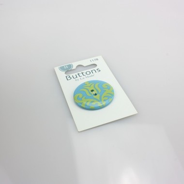 1 DAMASK BUTTON - TURQUOISE