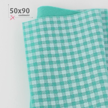 Soft Felt Printed 50X90 cm Checkered - Tiffany Green