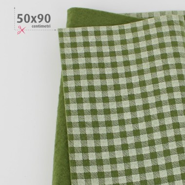 Soft Felt Printed 50X90 cm Checkered - Sage Green