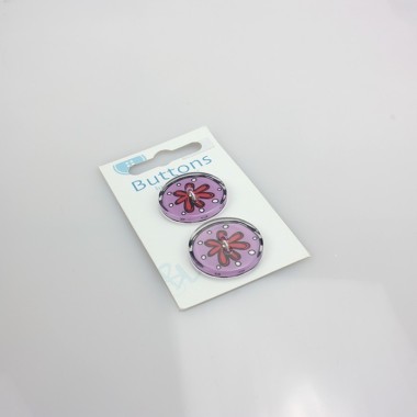 2 DECORATIVE BUTTONS - COLORFUL OVALS